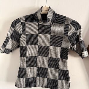 Ann Taylor Monochrome Checkered Turtleneck Sweater